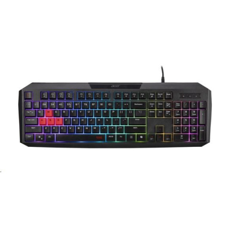 ACER Nitro Gaming Keyboard 100, Membrane Switch, 26 Anti-ghosting kláves, životnost 3 mil. stisků, 7 zón RGB podsvíc