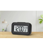 WG - Budík s vnitřním teploměrem WG DigiTherm Alarm, černá