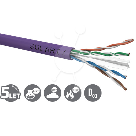 Instalační kabel Solarix CAT6 UTP LSOH Dca-s2,d2,a1 500m/cívka SXKD-6-UTP-LSOH