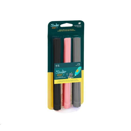 BAZAR - 3Doodler náplň ECO-PCL pro 3D pero Start+ 75ks - černá, růžová, šedá - Poškozený obal (Komplet)