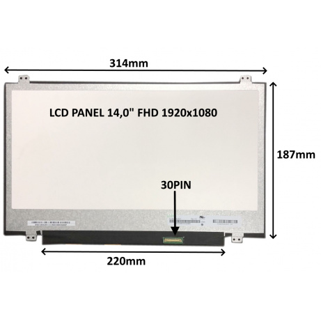 LCD PANEL 14,0" FHD 1920x1080 30PIN MATNÝ / ÚCHYTY NAHOŘE A DOLE