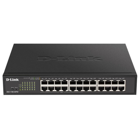 D-Link DGS-1100-24PV2 24-Port PoE Gigabit Smart Managed Switch, 12x PoE, PoE budget 100W, fanless