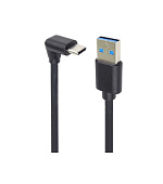 PremiumCord Kabel USB typ C/M zahnutý konektor 90° - USB 3.0 A/M, 1m