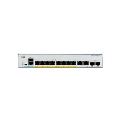 Catalyst C1000-8T-E-2G-L, 8x 10/100/1000 Ethernet ports, 2x 1G SFP and RJ-45, with external PS
