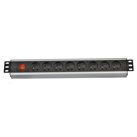 19" rozvodný panel LEXI-Net 8x230V, ČSN, vypínač, indikátor napětí, kabel 3m, 1U