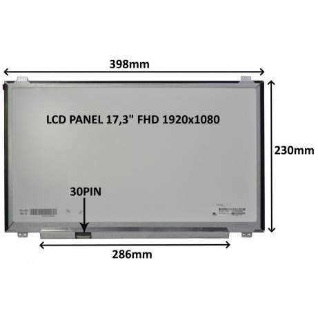 LCD PANEL 17,3" FHD 1920x1080 30PIN MATNÝ IPS / ÚCHYTY NAHOŘE A DOLE