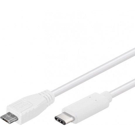 PremiumCord USB-C/male - USB 2.0 Micro-B/Male, bílý, 0,6m