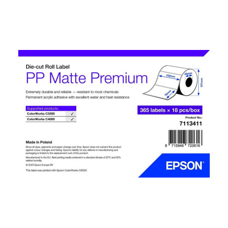 PP Matte Label Premium, 102mm x 76mm, 365 Labels