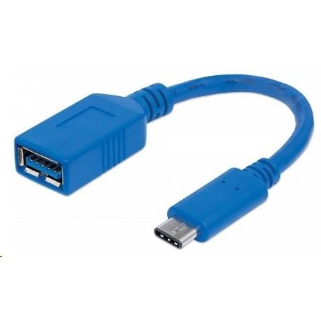 MANHATTAN Kabel USB 2.0 A - USB 3.1 C (F/M), modrý