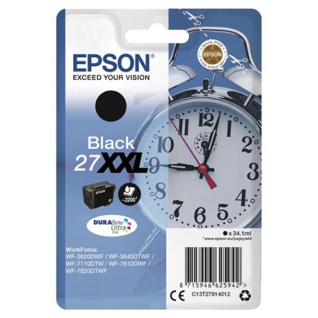 EPSON ink čer Singlepack "Budík" Black 27XXL DURABrite Ultra Ink
