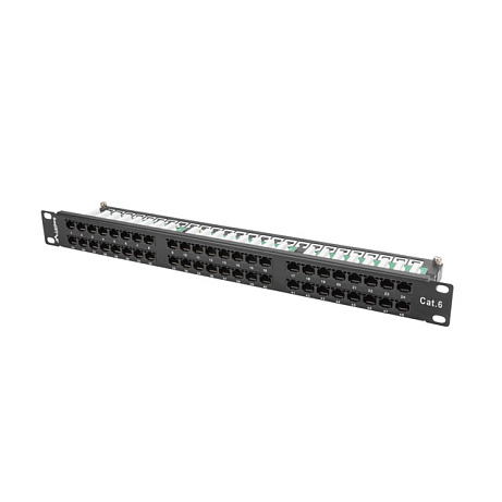 PATCH PANEL 48 PORTŮ 1U 19" CAT.6 UTP ČERNÝ LANBE