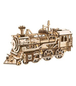 RoboTime 3D dřevěné mechanické puzzle Parní lokomotiva
