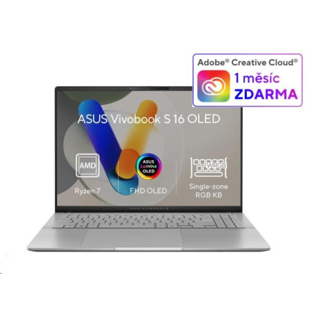 ASUS NTB Vivobook S16 OLED (M5606KA-OLED094X), AI 7 350, 16" 3K, 24GB, 1TB SSD, AMD Radeon, W11 Pro, Cool Silver