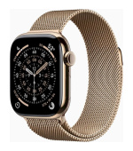 Apple Watch Series 11 GPS + Cellular 42mm Gold Titanium Case with Gold Milanese Loop