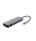 TRUST Dokovací stanice DALYX USB-C, 8v1, HDMI, RJ45, 2xUSB-C, 2xUSB-A, microSD/SD karta, šedá