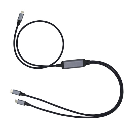 Kabel C-TECH USB Type-C PD 100W power splitter, 0,7m + 2x0,5m, černý
