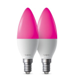 TP-Link Tapo L430C(2-pack) chytrá WiFi stmívatelná LED žárovka (barevná,2500K-6500K,470lm,2,4GHz,E14)