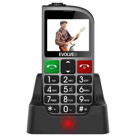 BAZAR - EVOLVEO EasyPhone FM, mobilní telefon pro seniory s nabíjecím stojánkem (stříbrná barva) - Po opravě (Komplet)