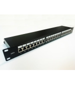 Patch panel 24p.Cat6A STP 1U osazený černý