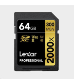 Lexar SDXC Pro 2000X UHS-II U3 R300/W260 (V90) 64GB