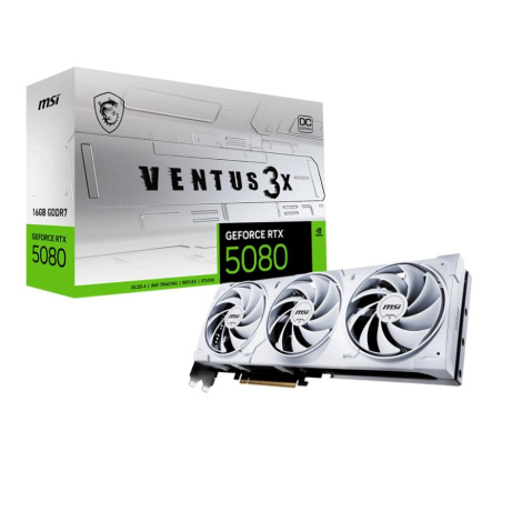 BAZAR - MSI VGA NVIDIA GeForce RTX 5080 16G VENTUS 3X OC WHITE, RTX 5080, 16GB GDDR7, 3xDP, 1xHDMI - Po opravě (Bez příš