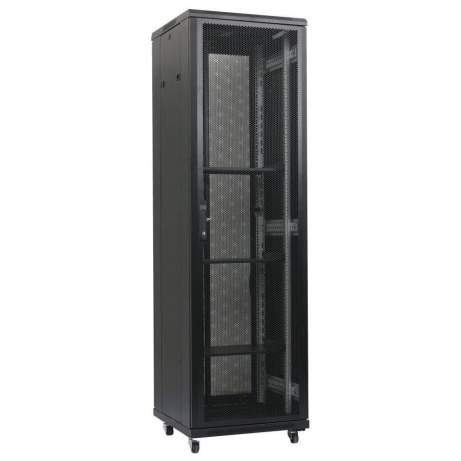 XtendLan 19" stojanový rozvaděč 47U 600x1000, nosnost 1000kg, perforované dveře i záda, kolečka, rozložený, černý