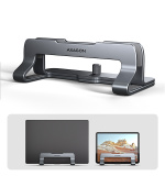 AXAGON STND-VG, vertikální hliníkový stojan pro notebooky 10"-17.3, nastavitelný rozestup, šedý