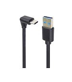 PremiumCord USB C-USB A, zahnutý, černý, 1m