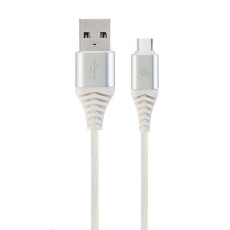 GEMBIRD Kabel USB 2.0 AM na Type-C kabel (AM/CM), 1m, opletený, bílo-strříbrný, blister, PREMIUM QUALITY