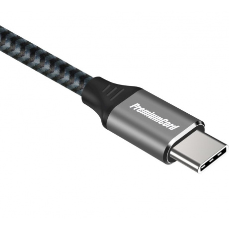 PremiumCord USB-C 3.2 gen 2, zahnutý, oplet, 1m