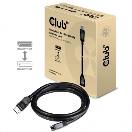 Club3D Kabel prodlužovací DisplayPort 1.4 HBR3 8K60Hz (M/F), 2m