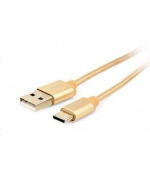 GEMBIRD Kabel USB na USB-C kabel (AM/CM), 1,8m, opletený, zlatý, blister
