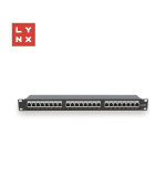 LYNX 19" patch panel 24-port, STP Cat6a, 50µ, stíněný, černý