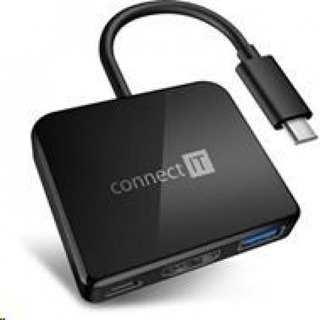 CONNECT IT USB-C hub, 3v1 (USB-C,USB-A,HDMI), externí, černý