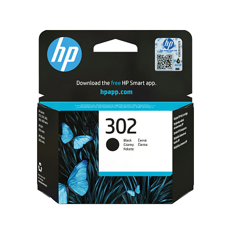 BAZAR - HP 302 Black Original Ink Cartridge, , F6U66AE (190 pages) - Poškozený obal (Komplet)