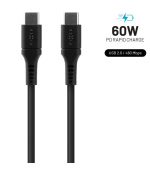 Liquid silicone kabel FIXED s konektory USB-C/USB-C a podporou PD, 1.2m, USB 2.0, 60W, černý