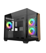 Cooler Master case Elite 481 Wood, mATX, Průhledná bočnice, 3x 120mm ARGB Fan, Černá