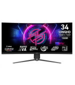 MSI LCD MPG 346CQRF X24, 34", VA, 3440x1440, 240Hz, 0.5ms, HDMI, DP, USB, VESA, Audio, Black