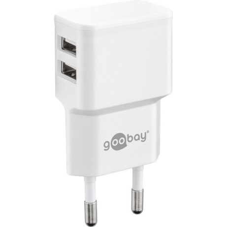 goobay Napájecí a nabíjecí adaptér 230V na 2x USB, max.2,4A, bílý