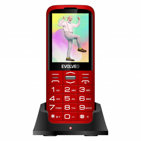 EVOLVEO EasyPhone XO, mobilní telefon pro seniory s nabíjecím stojánkem (červená barva)