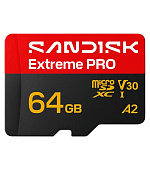 SanDisk micro SDXC Extreme PRO 64GB UHS-I U3 (200R/90W MB/s, UHS-I U3 V30) + adaptér