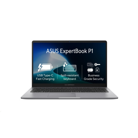 ASUS NTB ExpertBook P1 (P1503CVA-S7I38256X), i3-1315U, 15.6" FHD, 8GB, 256GB SSD, UHD, W11 Pro, Misty Grey