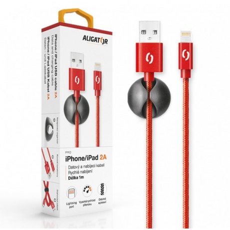 ALIGATOR PREMIUM Datový kabel 2A, Lightning červený