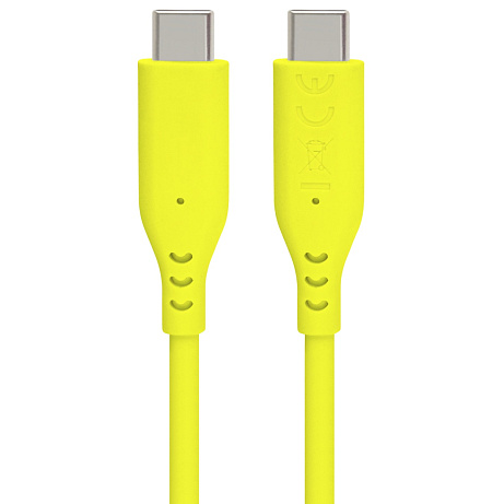 PremiumCord silikonový USB-C 60W, žlutý, 1.5m