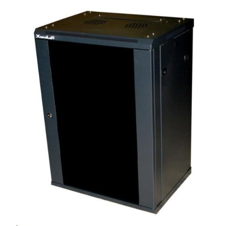 BAZAR - XtendLan 19" nástěnný rozvaděč 12U, šířka 600mm, hloubka 450mm, rozložený, černý - poškozený obal