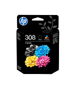 HP 308 2-Pack Tri-color/Black Original Ink Cartridge (120 / 160 pages)