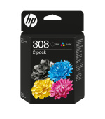 HP 308 2-Pack Tri-color/Black Original Ink Cartridge (120 / 160 pages)