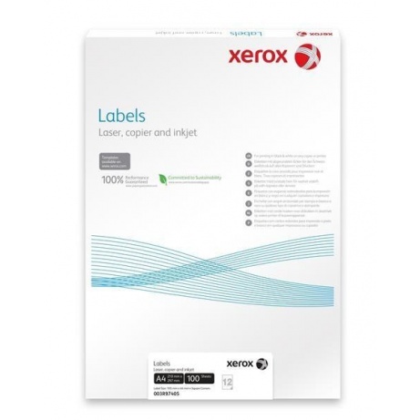Xerox Papír bílé samolepící štítky, kulaté rohy -  Labels 65UP 38,1x21,2 (g/100 listů, A4)