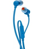 JBL T110 Black špuntová sluchátka, 3,5 mm jack, mikrofon, modrá