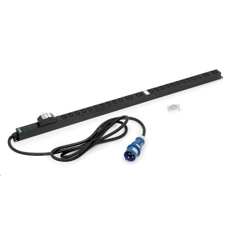 TRITON Vertikální rozvodný panel 20x IEC C13 + 4x IEC C19, 2x16A jistič, výška 1281mm, černý